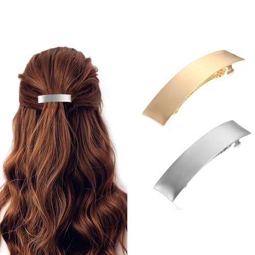 Französische Haarspangen Metall Haarspangen Damen, 2 Stück Dutt Haarspange Metall Haarhalter Clips Automatische Haarspange Clip Französischer Verschluss, Dekorativer Haarschmuck Für Frauen Mädchen von RAMTRIO
