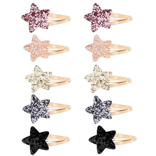 Niedliche Stern Haarspangen 10 Stück, Bunte Metall Stern Haarspangen Y2k Haarspangen Mädchen Snap Hair Pins, Haarspangen aus mit Glitzernden für Kleinkind Frauen Mädchen von RAMTRIO