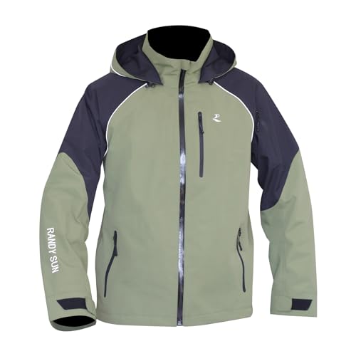 RANDY SUN Damen Herren Regenjacke Wasserdicht mit Kapuze, Regenjacke Unisex, Leichte Reflektierende Softshell Windbreaker für Outdoor Radfahren Wandern Trainings von RANDY SUN