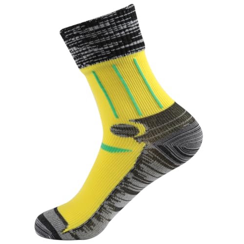 RANDY SUN Wasserdichte, atmungsaktive Socken, SGS-zertifiziert, Unisex, für Skifahren, Trekking, Wandern, Waten, Trail, 1 Paar, 1 Paar gelb grau grün, L von RANDY SUN