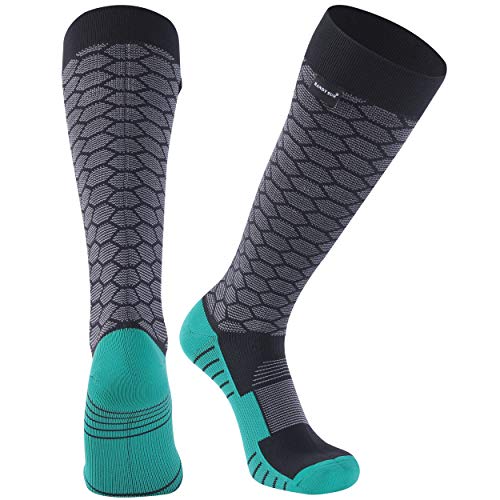 RANDY SUN wasserdichte atmungsaktive Socken, Unisex, Coolmax, Radfahren, Laufen, Trekking, knielang, Sportsocken, 1 Paar, schwarz, grün, kniehoch, klein von RANDY SUN