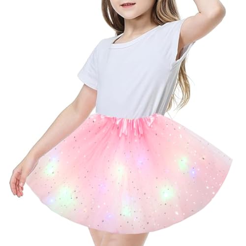 RANJIMA Karneval Kostüm Damen, Tüllrock Damen Tütü Rock Tutu mit LED_Lichter Minirock Sterne Pailletten Tanzkleid Dehnbaren Ballettrock Tüllrock Vintage Erwachsene Fancy Dress Festliche Rocke von RANJIMA
