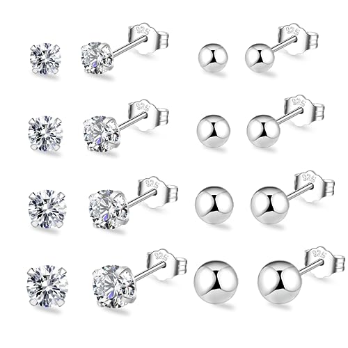 Ohrstecker aus Sterlingsilber für Damen hypoallergene Ohrstecker kleine Ohrstecker aus Silber mit Zirkonia, Set mit silbernen Ohrsteckern für Damen von RANKEEF