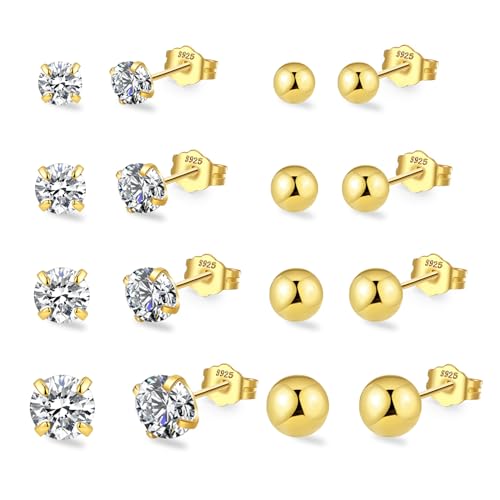 Ohrstecker Silber 925 Damen Ohrringe Silber 925 Stecker Cubic Zirkonia Mini Creolen Silber 925 Klein Ohrringe Kreolen Sterling Silber Ohrstecker Silber 925 Set von RANKEEF