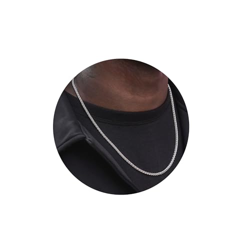 RANKEEF 3/5mm Weizen Silberkette Herren Halskette Herren Edelstahl Wasserdicht Silberkette 925 Silber Kette Silber für Männer von RANKEEF