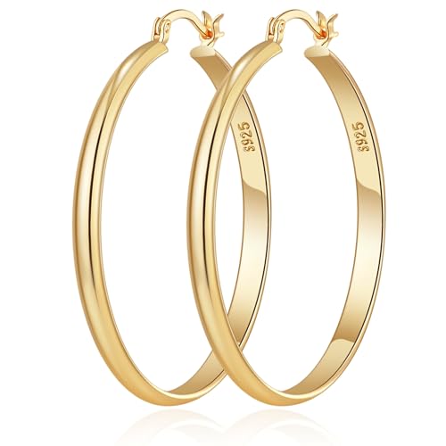 RANKEEF 3 mm Breit Ohrringe Creolen Gold für Damen Hypoallergene Sterling Silber Post Goldene Creole Damen Leichte 14K Vergoldete Ohrringe Gold Creolen Groß RANKEEF 3 mm Breit Ohrringe Creolen Gold für Damen Hypoallergene Sterling Silber Post Goldene Creole Damen Leichte 14K Vergoldete Ohrringe Gold Creolen Groß von RANKEEF