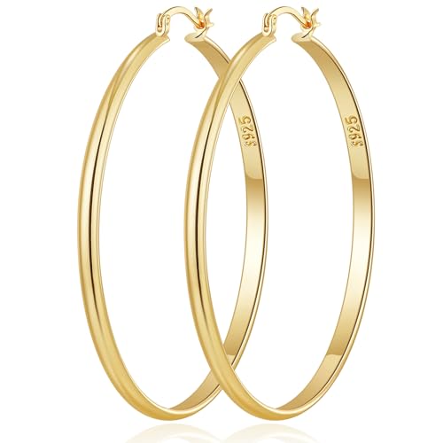 RANKEEF 3 mm Breit Ohrringe Creolen Gold für Damen Hypoallergene Sterling Silber Post Goldene Creole Damen Leichte 14K Vergoldete Ohrringe Gold Creolen Groß RANKEEF 3 mm Breit Ohrringe Creolen Gold für Damen Hypoallergene Sterling Silber Post Goldene Creole Damen Leichte 14K Vergoldete Ohrringe Gold Creolen Groß von RANKEEF