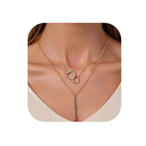 RANKEEF Kette Gold Damen Layering 14k Gold Vergoldet Choker Kette Damen Mehrreihige Wasserfest Halskette Damen Gold von RANKEEF