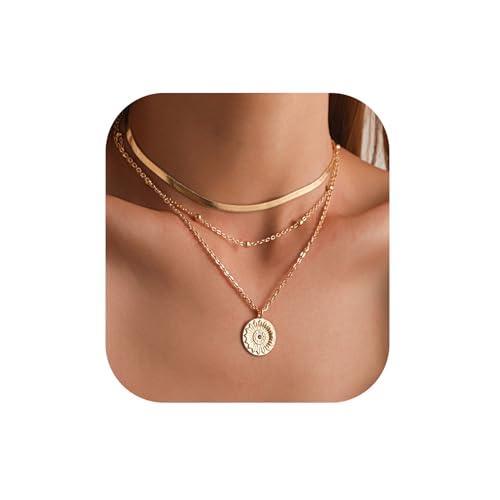 RANKEEF Kette Gold Damen Layering 14k Gold Vergoldet Choker Kette Damen Mehrreihige Wasserfest Halskette Damen Gold von RANKEEF
