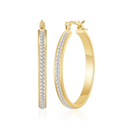 RANKEEF Strass Creolen Gold Groß Mode Wasserfest Ohrringe Gold Breit Nickelfrei Hypoallergene Goldene Creolen Groß RANKEEF Strass Creolen Gold Groß Mode Wasserfest Ohrringe Gold Breit Nickelfrei Hypoallergene Goldene Creolen Groß von RANKEEF