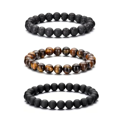 RANKEEF Perlenarmband Herren, 8 mm Perlenarmbänder Set, Stretch-Armbänder Herren, Verstellbares Schwarzes Kristall-Perlenarmband Perlen Armband Herren RANKEEF Perlenarmband Herren, 8 mm Perlenarmbänder Set, Stretch-Armbänder Herren, Verstellbares Schwarzes Kristall-Perlenarmband Perlen Armband Herren von RANKEEF