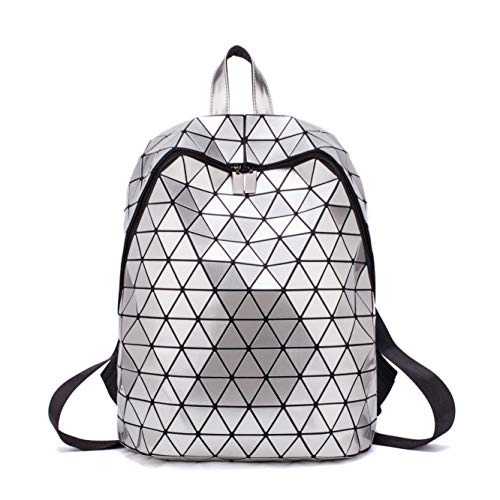 RANSUU Geometrischer Rucksack Damen Leuchtend Holographic Taschen Lumikay Geldbörse und Handtasche Farbwechse Daypack Taschen Silber von RANSUU