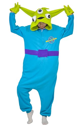 RANSUU Onesie Kostüm Alien Relaxo Jumpsuit Erwachsene Pyjama Damen Herren Tier Außerirdische Schlafanzug Weihnachten Karneval Halloween SanYG-L von RANSUU