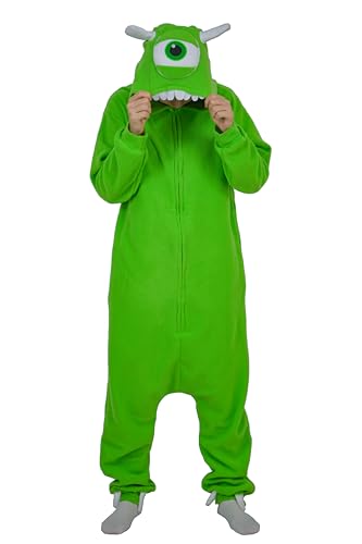RANSUU Onesie Kostüm Wazowski Relaxo Jumpsuit Erwachsene Pyjama Damen Herren Tier Monsters Schlafanzug Weihnachten Karneval Halloween DanYG-M von RANSUU