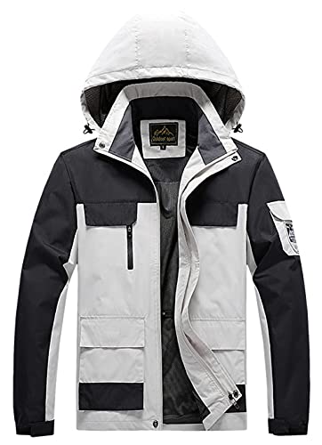 RANVAOO Herren Softshell Jacke Outdoor Funktionsjacke Freizeitjacke Wasserdichte Jacke für Wanderungen und andere Outdoor-Aktivitäten (weiß,M) von RANVAOO