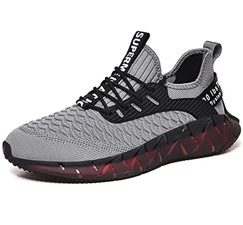 Herren Sportschuhe Laufschuhe Mode Sneakers Freizeitschuhe Outdoor Straßen Traillauf Fitnessschuhe rutschfeste Schuhe (Grau,42) von RANVAOO