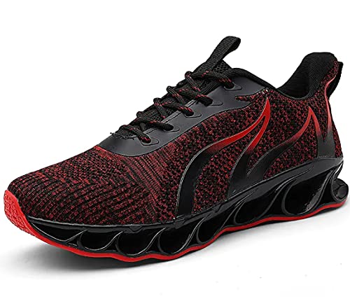 RANVAOO Laufschuhe Herren Sportschuhe Atmungsaktiv Turnschuhe Straßenlaufschuhe Damen Sneaker Joggingschuhe Walkingschuhe Traillauf Fitness Schuhe (Schwarz Rot,39) von RANVAOO