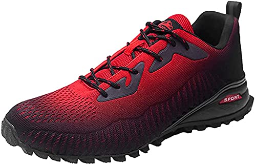 RANVAOO Traillaufschuhe Herren rutschfest Wanderschuhe Damen Outdoor Sportschuhe Atmungsaktiv Laufschuhe Leichte rutschfest Trekkingschuhe Joggingschuhe (Schwarz Rot,41) von RANVAOO