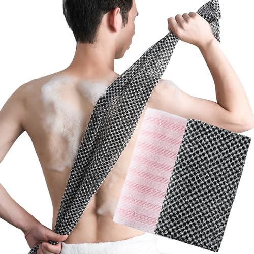 2er-Satz Extra langer Peeling-Waschlappen,Peeling-Handtuch,Extra Lang Exfoliating Waschlappen,Extra langes Körperpeeling-Handtuch,Peeling-Massage Tiefenreinigung obersten Hautschicht, Männer Frauen von RANYAKE