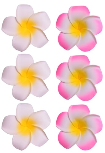 Haarnadeln für Damen, Haarnadeln aus Schaumstoff, Blume, Party, Strand, Haarnadeln für Damen, Weiß und Rosa, 7 cm, 6 Stück Haarnadeln für Damen, Haarnadeln aus Schaumstoff, Blume, Party, Strand, Haarnadeln für Damen, Weiß und Rosa, 7 cm, 6 Stück von RANYUNSYZ