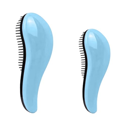 Entwirrende Haarbürste, 2 Stück (groß + klein), verhedderungsfreie Haarbürste für Frauen und Kinder, nass oder trocken, sanft zu lockigem oder dickem Haar, keine Verfilzungsbürste (blau) von RAOPLA