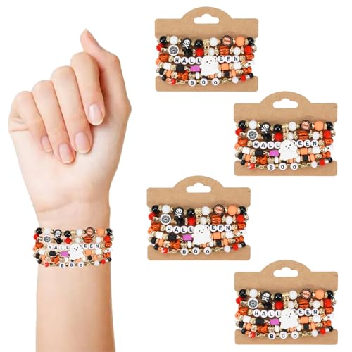RAOPLA Halloween-Armband-Set, Süßes oder Saures-Schmuck, hochwertige synthetische Kristall- und Glasperlen, Halloween-Kostüm-Zubehör für Damen und Herren, Halloween-Partygeschenk & Geschenktütenfüller von RAOPLA