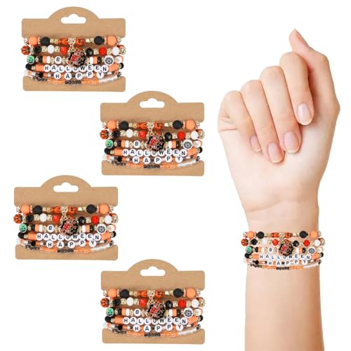 RAOPLA Halloween-Armband-Set, Süßes oder Saures-Schmuck, hochwertige synthetische Kristall- und Glasperlen, Halloween-Kostüm-Zubehör für Damen und Herren, Halloween-Partygeschenk & Geschenktütenfüller von RAOPLA
