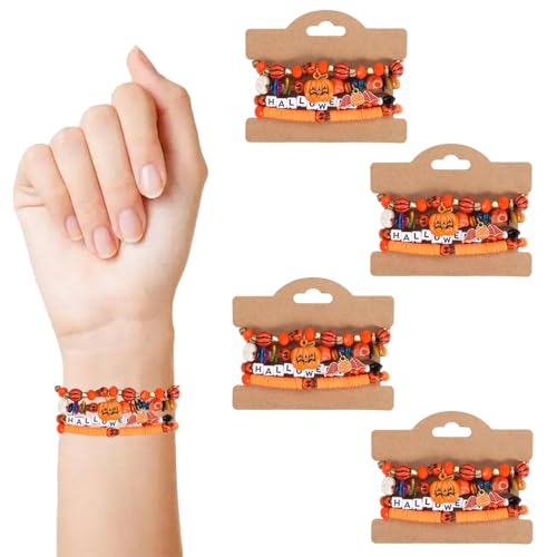 RAOPLA Halloween-Armband-Set, Süßes oder Saures-Schmuck, hochwertige synthetische Kristall- und Glasperlen, Halloween-Kostüm-Zubehör für Damen und Herren, Halloween-Partygeschenk & Geschenktütenfüller RAOPLA Halloween-Armband-Set, Süßes oder Saures-Schmuck, hochwertige synthetische Kristall- und Glasperlen, Halloween-Kostüm-Zubehör für Damen und Herren, Halloween-Partygeschenk & Geschenktütenfüller von RAOPLA