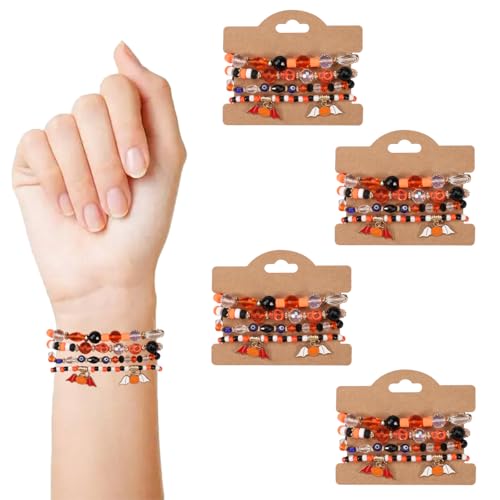 RAOPLA Halloween-Armband-Set, Süßes oder Saures-Schmuck, hochwertige synthetische Kristall- und Glasperlen, Halloween-Kostüm-Zubehör für Damen und Herren, Halloween-Partygeschenk & Geschenktütenfüller von RAOPLA