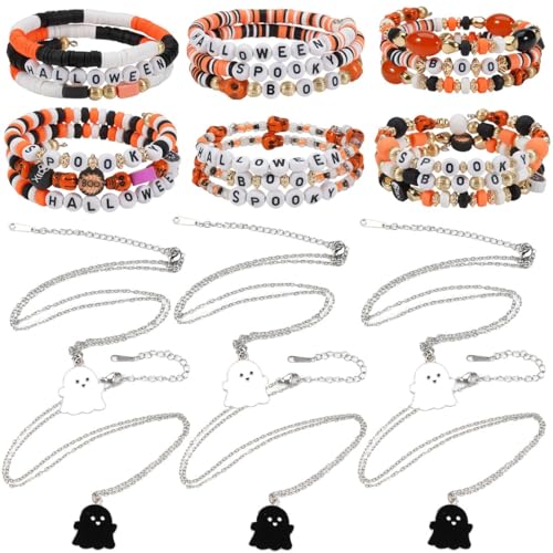 RAOPLA Halloween-Armband-Set mit Geister-Halsketten, hochwertige synthetische Kristall- und Glasperlen, Halloween-Kostüm-Zubehör für Damen und Herren, Halloween-Partygeschenk & Geschenktütenfüller RAOPLA Halloween-Armband-Set mit Geister-Halsketten, hochwertige synthetische Kristall- und Glasperlen, Halloween-Kostüm-Zubehör für Damen und Herren, Halloween-Partygeschenk & Geschenktütenfüller von RAOPLA