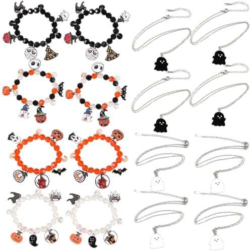 RAOPLA Halloween-Armband-Set mit Geister-Halsketten, hochwertige synthetische Kristall- und Glasperlen, Halloween-Kostüm-Zubehör für Damen und Herren, Halloween-Partygeschenk & Geschenktütenfüller von RAOPLA
