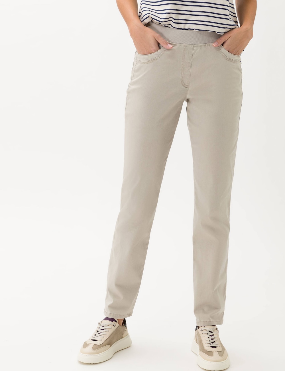 Große Größen Style PAMINA FUN Hosen lang, Damen, beige, Größe: 46, Baumwolle/Synthetische Fasern, Happy Size DE Women von RAPHAELA by BRAX