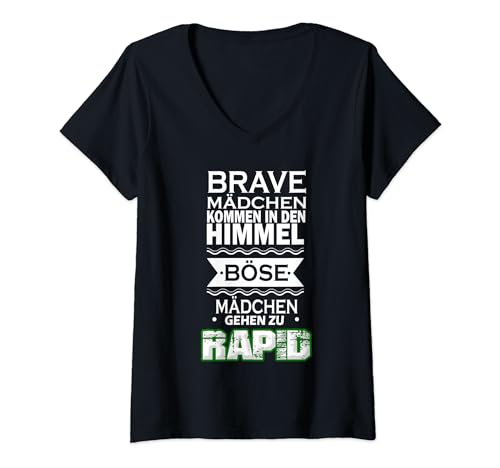 Damen Brave Mädchen,böse Mädchen RAPID Girl Fan Shirt T-Shirt mit V-Ausschnitt von RAPID Frauen Fan Shirt I Funny Shirt