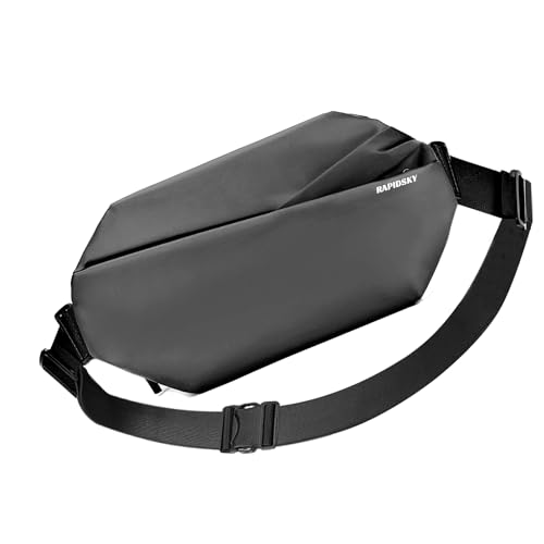 ‌RAPIDSKY Sling Bag Herren & Damen Elegant Schwarz - Helge - Umhängetasche mit Handheld-Spieler-Fach - Crossbody Bag Bauchtasche für Alltag & Reisen - Stilvolles Design - Wasserabweisend von RAPIDSKY