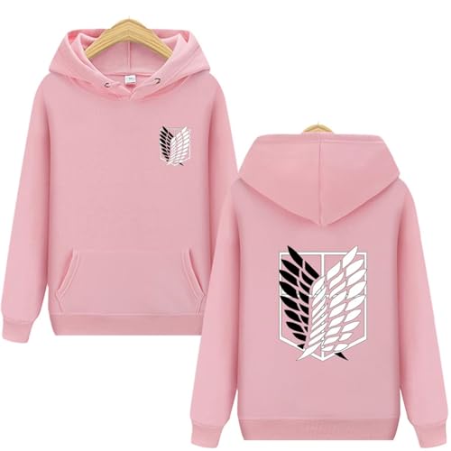 Attack On Titan Hoody Pullover Herren Scout Regiment Anime Sweatshirts Damen Shingeki no Kyojin AOT Recon Corps Manga Hoodies, Attack on Titan Pink, 46 von RAQUE