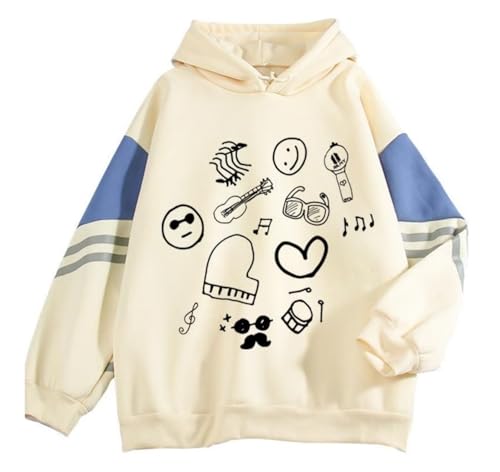 K-Pop Fans Hoodies Herren JiMin Suga Agust D Hip Hop Sweatshirts Damen Jin RM Jung Kook Permission to Dance Hoody Pullover, Kpop to Dance Beige-3, 42 von RAQUE