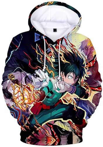 RAQUE Boku no Hero Manga Sweatshirts Herren Katsuki Bakugou Deku Hoodie Damen Midoriya Izuku MHA-Anime Cosplay Hoodies, 01 Hero, 48 von RAQUE