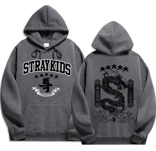 RAQUE Stray-Kids 5-Star Kpop Hoodies Damen S-KZ2023 World Tour Hoody Pullover Herren The 3rd Album S-Klasse Hip Hop Sweatshirts, 5-Sterne Dunkelgrau-1, 36 von RAQUE