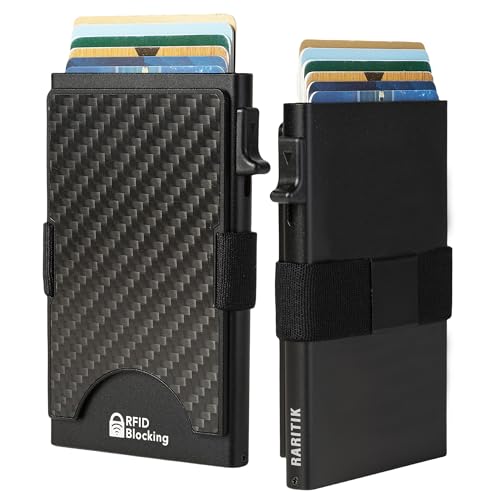 RARITIK Schlanker Smart-Kartenhalter für Herren, RFID-blockierend, minimalistisch, Metall, Pop-Up-Brieftasche, erweiterbar, kompakte Platte, hält 12+ Karten, Geldklammer, Schwarz, Carbon Fiber, Modern RARITIK Schlanker Smart-Kartenhalter für Herren, RFID-blockierend, minimalistisch, Metall, Pop-Up-Brieftasche, erweiterbar, kompakte Platte, hält 12+ Karten, Geldklammer, Schwarz, Carbon Fiber, Modern von RARITIK