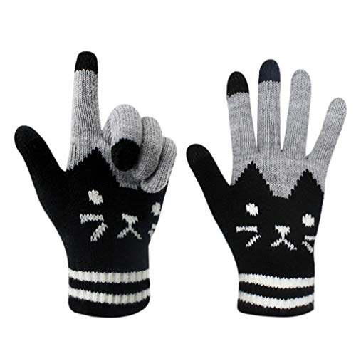 RARITYUS Damen Herren Winter Touchscreen Handschuhe Warm Strick Texting Fäustlinge für Smartphone, Schwarz, Einheitsgröße von RARITYUS