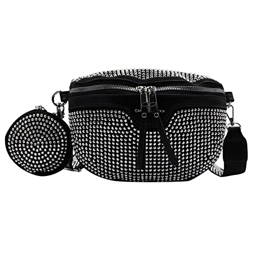 RARITYUS Frauen Glitzernde Strass Crossbody Hüfttasche Glitzer Bauchtasche mit kleiner Geldbörse Gürtel Bauchtasche für Rave Party Club, silber, Einheitsgröße von RARITYUS