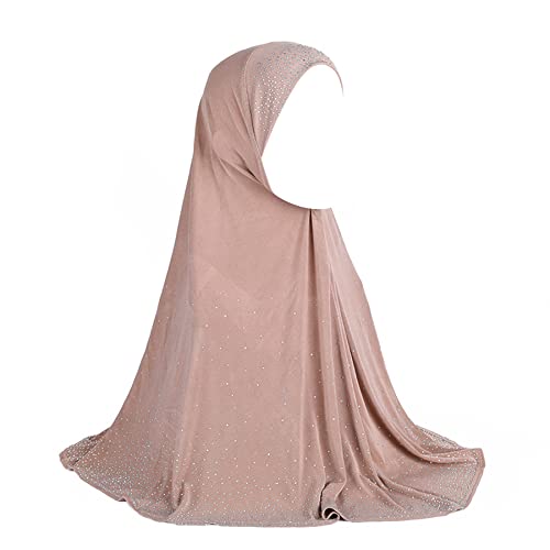RARITYUS Muslimischer Hijab mit Strass-Perlen, weicher Kopftuch, Schal, islamischer Ramadan, langer Hejab, Mit Strass Khaki, Einheitsgröße von RARITYUS