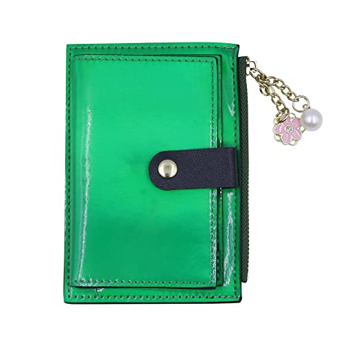 RARITYUS Unisex Slim Kreditkartenetui Geldbörse Holografische Münzbörse mit Schlüsselring Schlüsselanhänger für Mädchen Frauen Männer, Grün , Einheitsgröße von RARITYUS