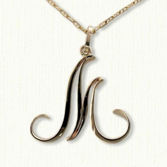 3/4 "Handgefertigter Einzelner Anfangsmonogrammanhänger. Wählen Sie "A - Z', "Größe, Script Style, 14Kt Gold Oder Sterling Silber von RARUCOM