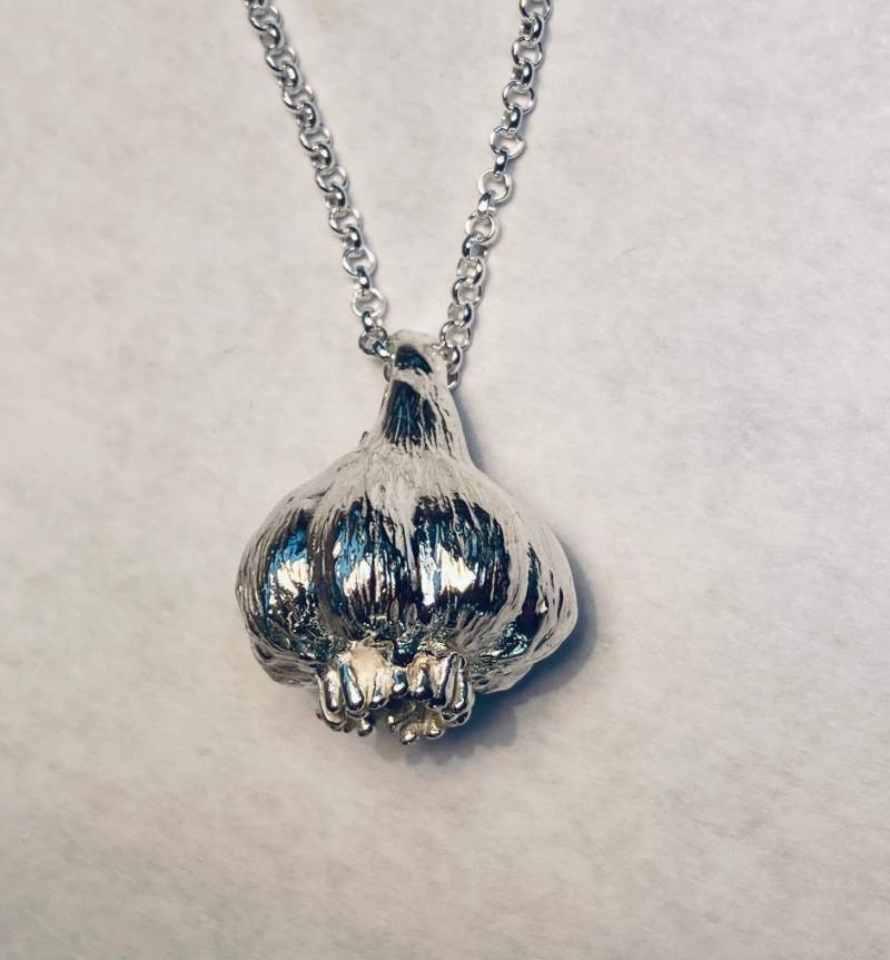 3-D Knoblauch Anhänger Oder Flachrücken Ohrstecker Aus Sterling Silber - Perfekt Für Den Feinschmecker in Deinem Leben | Ss3759/3760 von RARUCOM