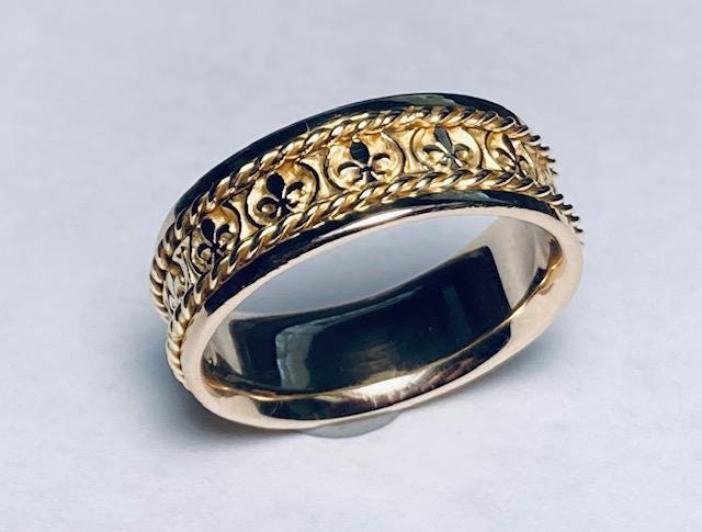 Fleur De Lis Trauring Mit Seilborte | #sl09693B, 7-8 Mm Breite von RARUCOM