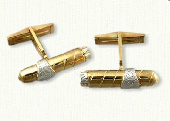 Zigarren Manschettenknöpfe Aus Sterling Silber Mit Oder Ohne 18Kt Galvanik Antiquierung - 3 Dimensional | Ss04006 von RARUCOM