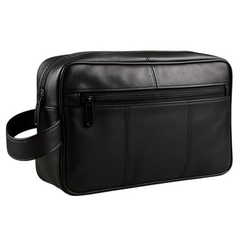 RAS Herren Echtes Leder Reisetasche Waschbeutel Sporttasche Toilettenbeutel (Schwarz) - 3510 von RAS WALLETS