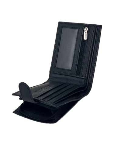 RAS WALLETS Herren-Geldbörse mit RFID-blockierendem weichem Echtleder, mit seitlichem Reißverschluss-Münzfach 42, Schwarz von RAS WALLETS