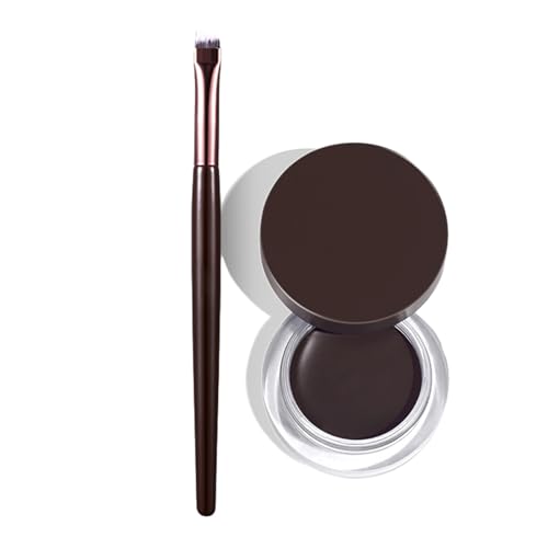 Gel Eyeliner Augenbrauenpuder, Schwarzbrauner Wasserfester Eyeliner Clot, Augen Make Up, Glatter, Versteifter Augenstifttopf Mit Pinseln, Kosmetikzubehör, Wischfestes, Langlebiges Eyeliner Make Up Für von RASOLI